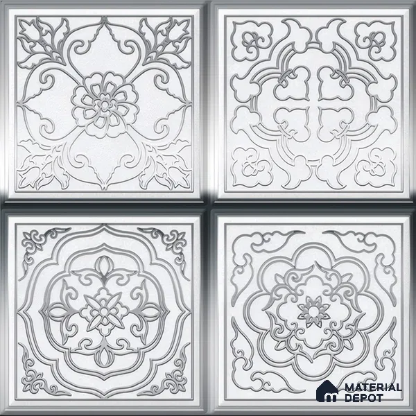 Metallic Wall Tile TL 07235 D Silver Mist 1 ft x 1 ft Ceramic Matte Finish - 9 mm  | 2 mm Spacer is Mandatory | Suitable For Bathroom, Kitchen, Dining Area | Please Expect a Slight Variation of Pattern (Sample)